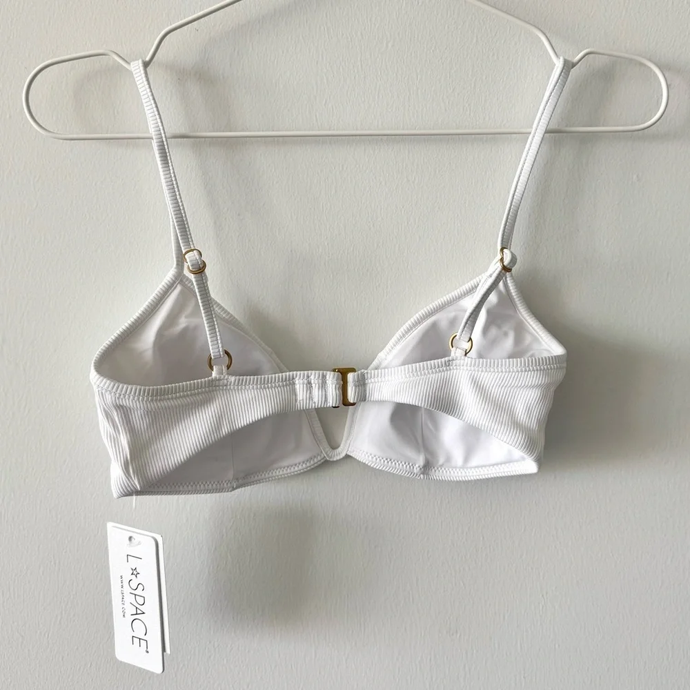 L*SPACE Helena Ribbed Bikini Top White